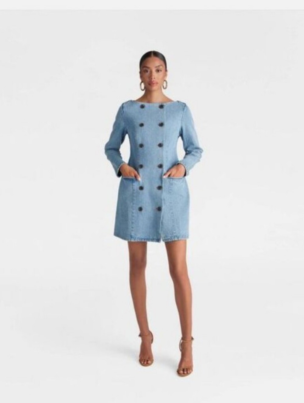 KBB By Kahlana Vintage Blue Denim Double-Breasted Dress 10